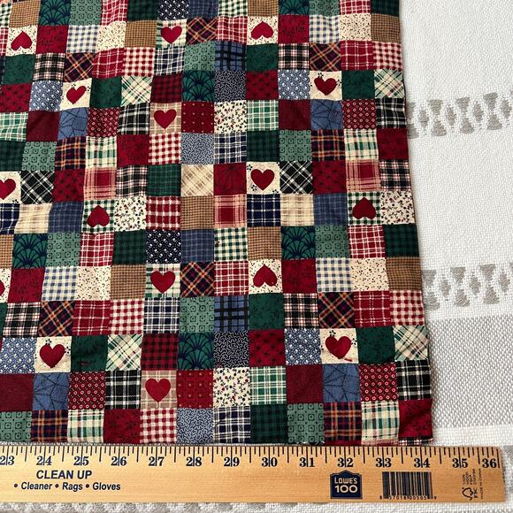 Handmade Quilted Patchwork Blanket Baby Plaid Heart Cabincore Rustic Farmhouse - Picture 8 of 9